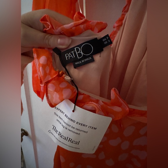 PatBo Coral Print Beach Dress Orange Pink sz S - Picture 15 of 16